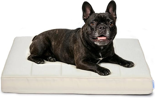 Cooling Dog Bed for Medium Dogs - Orthopedic Pet Beds with Memory Foam, QMAX>0.5, Waterproof Removable Washable Cover for Hot Weather, Dark Beige, 30" L x 20" W x 3" H