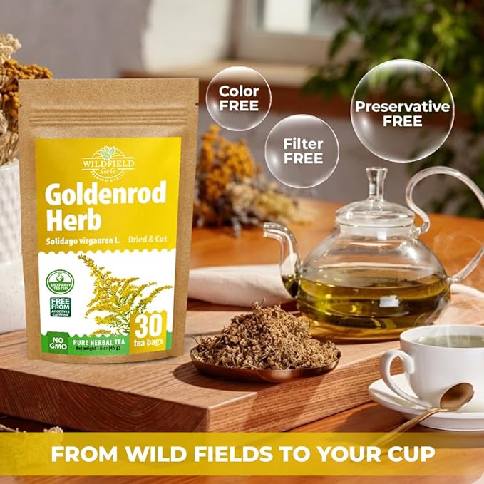 30 Bags Goldenrod Tea Herb Golden Root (Solidago virgaurea L.) - 45g Dried Golden Rod Herbs Herbal Tea