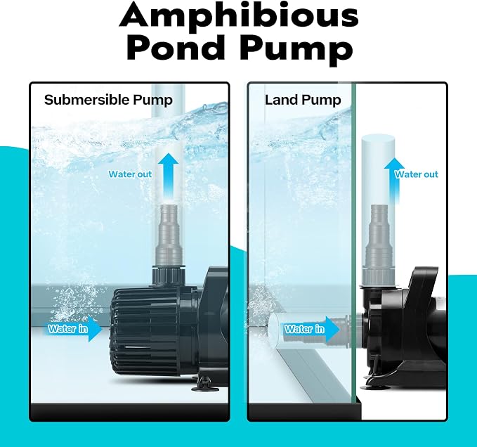 VIVOHOME 100W 1800GPH Submersible Water Pump with Barrier Bag for Koi Pond | 13.8ft Max Lift, 180° Seamless Adjustable Nozzle, 20ft Power Cord, IPX8 Waterproof