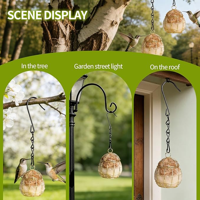 4PCS Bird Nesting Material, Refillable Hummingbird Nesters Cage Holder with Nest Stuffing for Wild Birds Nesting Station,Nesting Balls Make Great Gifts for Bird Lovers and are Perfect for DIY