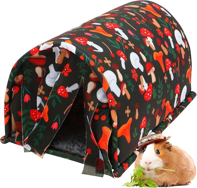 Guinea Pig Tunnel, Easy Cleaning Anti Slip Bottom Rabbit Hideout Accessories with Curtain for Small Animal