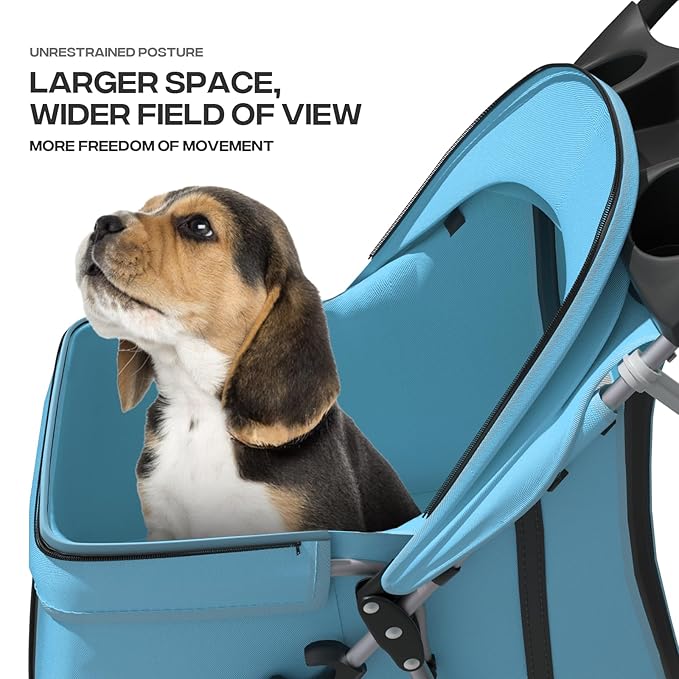 Pet Stroller for Small Dogs 10 lbs, Dog Stroller for Medium Dogs 30 lbs, Cat Strollers for 2 Cats, 3 Wheels Foldable Jogger Puppy Stroller with Storage Basket and Cup Holder, Mint