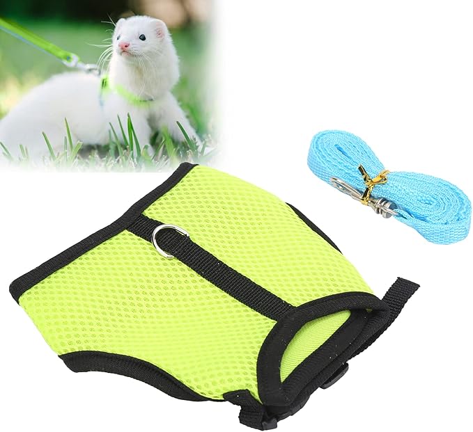 Small Dog Harness, Mesh Cloth Puppy Harness for Rabbits for Small Pets for Guinea Pigs(M, green)