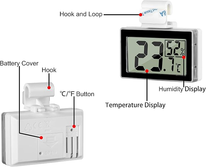 Digital Reptile Thermometer for Tank, Temperature and Humidity Monitor with Probe, Terrarium Thermometer Hygrometer for Gecko, Crested Gecko, Snake, Bearded Dragon Tank Accessories