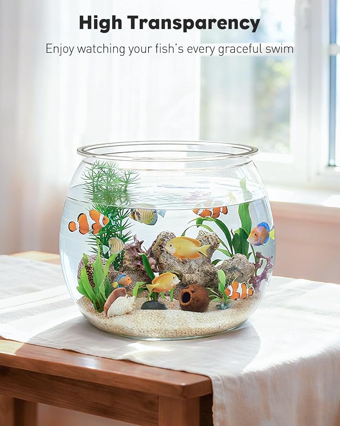 Pawfly Small Plastic Fish Bowl, Clear Round 1.5 Gallon Fish Tank for Small Fish, Unbreakable Small Fishbowl Desktop Aquarium, Shatterproof Betta Fish Tank Goldfish Bowl, Decorative Globe Vase