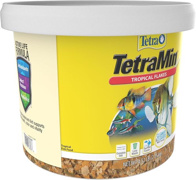 TetraMin Tropical Flakes Fish Food, 4.52 lbs | Complete Daily Diet For Top-And-Mid Feeding Tropical Fish, Protein For Growth & Prebiotics for Digestion, Clear Water Formula