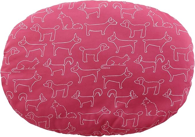 Richell Oval Plastic Pet Bed Medium, Waterproof, with 100% Polyester Washable Cushion, Pink (70008)
