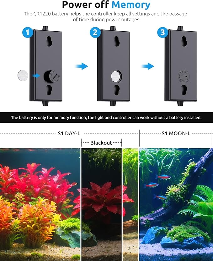 SEAOURA Aquarium LED Light with Thermometer, 30-36in Full Spectrum Lights for Fish Tank, 24/7 Programmable with Power Off Memory, WRGB Custom, 20 Level Dimmable Brightness for Freshwater Aquariums