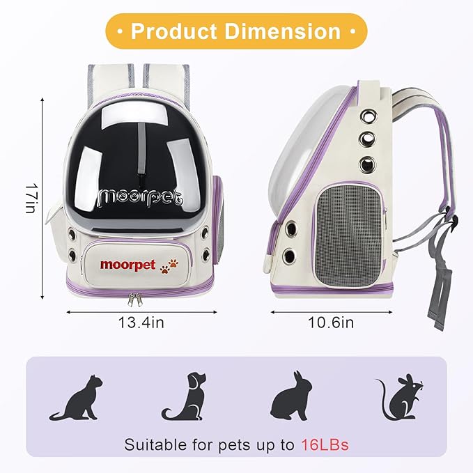 Cat Carrier Backpack, Large Cat Bubble Backpack, Breathable Pet Carrier Backpack, Cat Backpack for Small Dog Kitten Cats, Carrying Bag for Travel Hiking