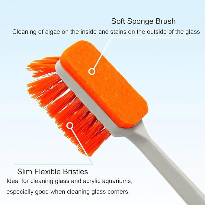 Vimvins Small Fish Tank Cleaner - Algae Scraper for Glass Aquariums - Aquarium Brush & Scrubber Tool Adapted for Cleaning Glass and Acrylic Aquariums.