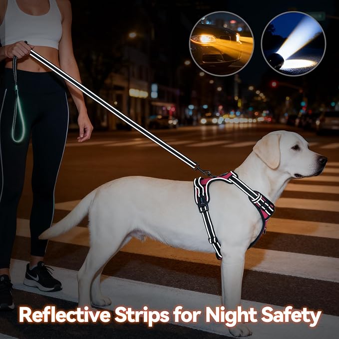 PHOEPET No Pull Dog Harnesses for Small Puppies Reflective Adjustable Front Clip Vest with 2 Metal Leash Attachment Hooks Soft Handle(XS, Pink)