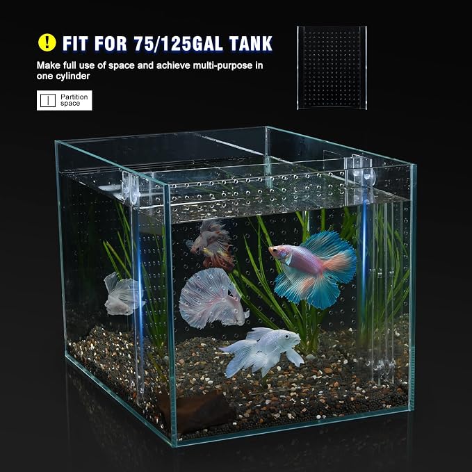 Acrylic Fish Tank Divider,75 Gallon Tank Divider,Adjustment Clear Fish Tank Separator Set with Suction Cups (75gal/125gallon)