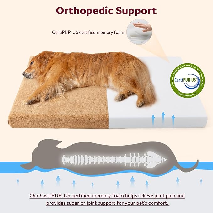 Cooling Orthopedic Dog Bed Medium Size Dogs - Memory Foam for Joint Pain & Arthritis, Comfort Pet Bed w/Washable Removable Cover & Waterproof Liner, Dog Couch w/Raised Bolster & Non-Slip Base