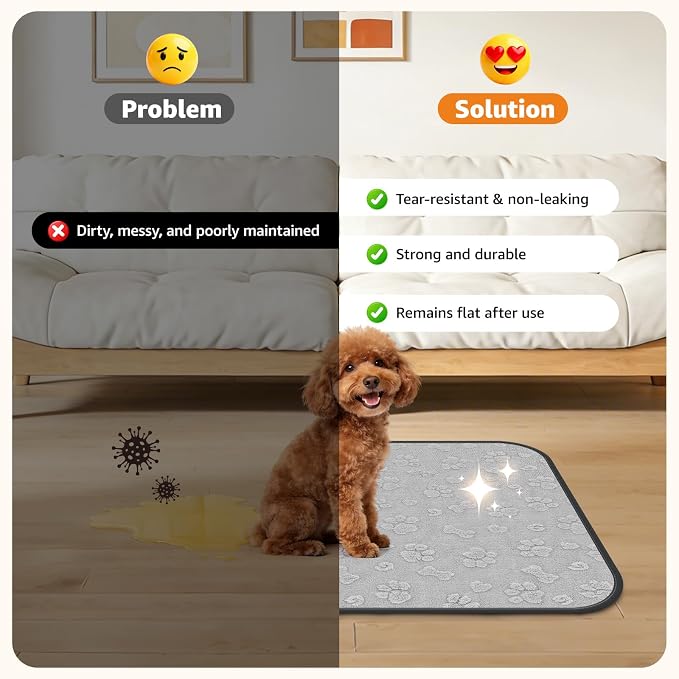 LOOBANI 2 Packs Extra Large Washable Pee Pads for Dogs 72"x72", Non-Slip Reusable Dog Mat, Super Absorbent Whelping Pads, Leak-Proof Dog Playpen Mat for Floor, Bed, Incontinence, Housebreak,Gray