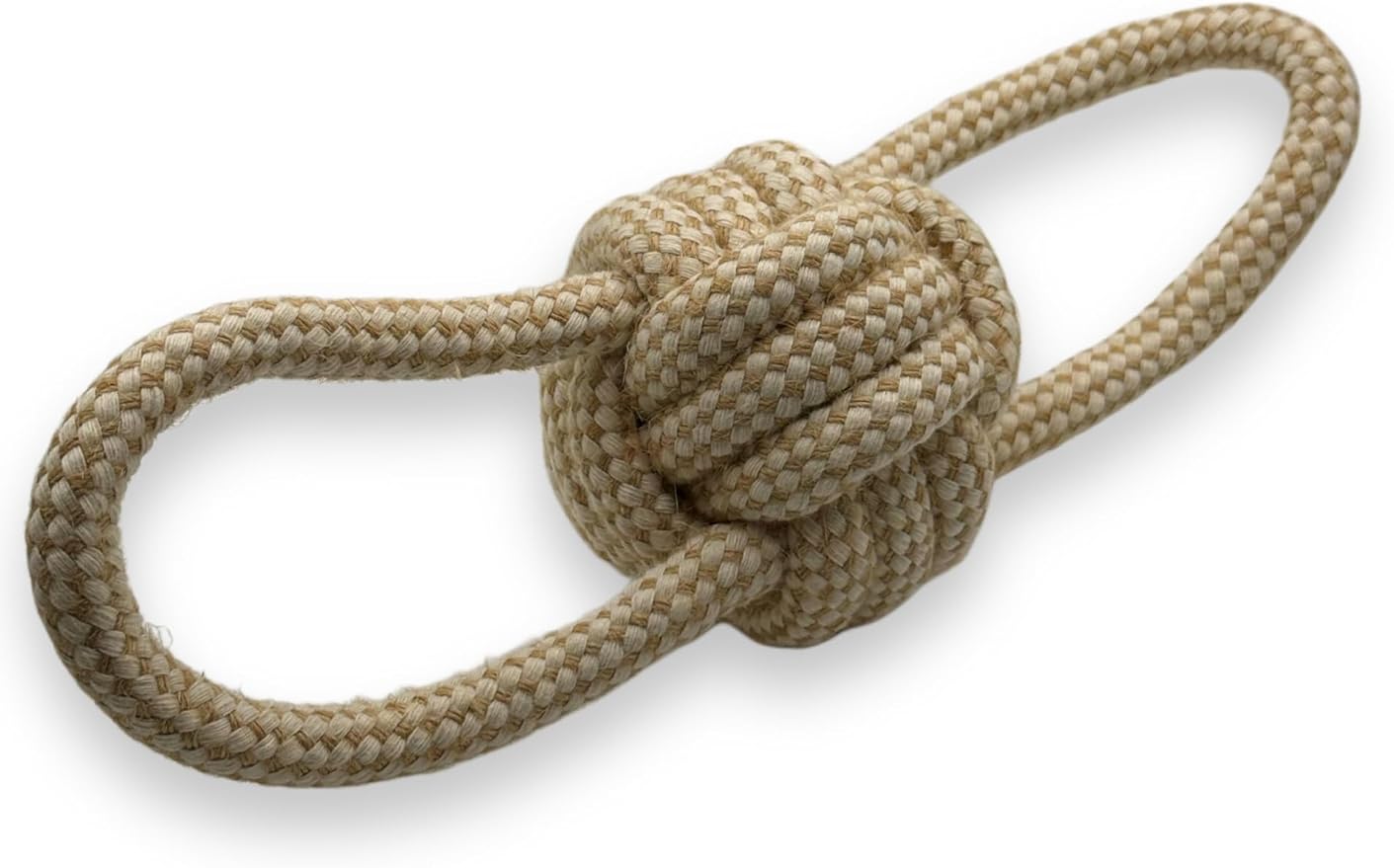 Natural Hemp Dog Rope Toy, Durable Chew and Tug Toy for Medium and Large Dogs, Biodegradable Dental Cleaning Pet Toy (Double Loop Ball)