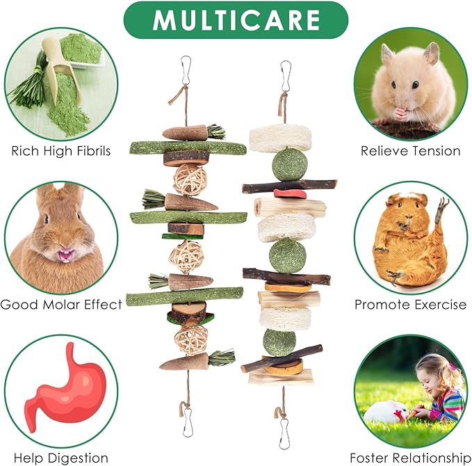 KATUMO Rabbit Chew Toys, 134 PCS DIY Hamster Chew Toys Kit Bunny Teeth Care Molar Ideal for Rabbit, Guinea Pig, Chinchilla, Hamster, Squirrel, Gerbils Etc Small Rodent Pets' Teeth Grinding