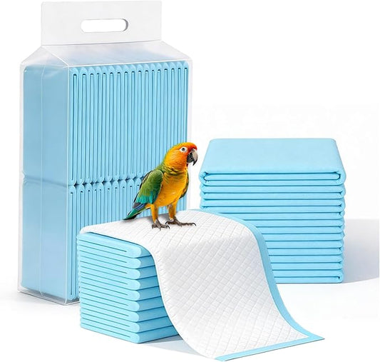 50 Pcs Bird Cage Liners, 17.7x23.6 Inch Disposable Absorbent Pads for Small Animal Enclosure Care