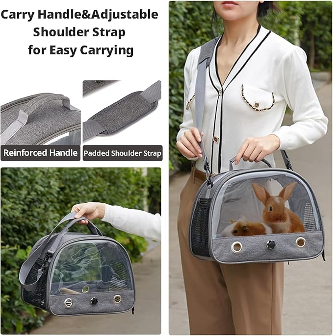 MANON ROSA Bird Carrier Backpack with Perch - Lightweight and Breathable Parrot Travel Cage with Stand Tray Shoulder Strap for Small Pets: Chinchillas, Hamsters, Squirrels, Bunnies, Kittens