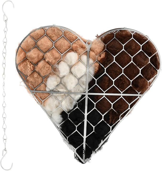 Handmade Fiber Bird Nesting Heart, Refillable Birds Haven Heart Shape Hummingbird Nesting and Nest Materials, for Wild Bird, Hummingbird Houses Nest Boxes Gifts