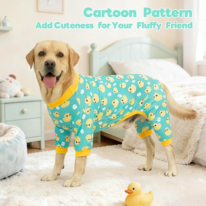 XPUDAC 4 Pieces Dog Pajamas for Large Dogs Pjs Clothes Puppy Onesies for Doggie Duck Shirts Sleeper for Pet Cats Jammies-3XL