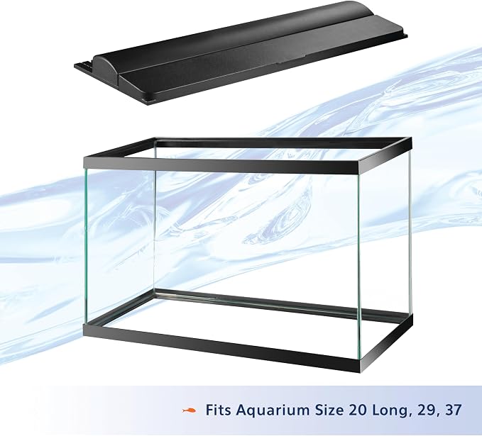Aqueon LED Deluxe Fish Tank Aquarium Full Hood, Black, 30 Inch | Aquarium light with full-length feeding door, custom-fit aquarium lid with rear breakouts for filters and heaters