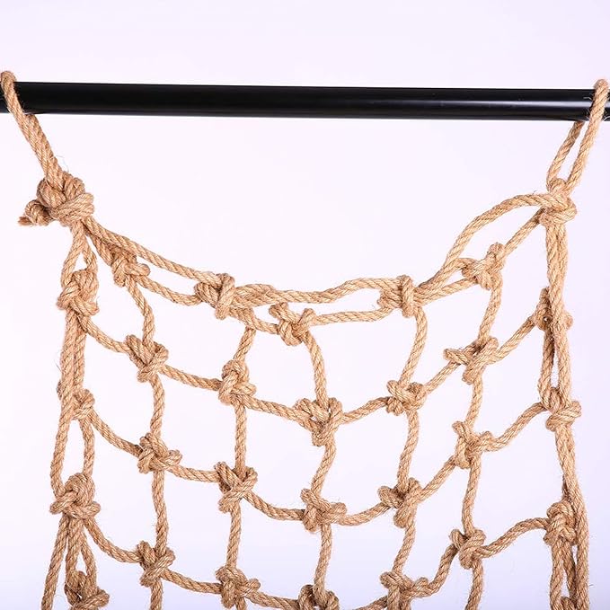 QBLEEV Large Bird Hemp Rope Climbing Net - 17.7"x35" Heavy Duty Parrot Play & Exercise Toy, Stimulating Habitat Enrichment, Promotes Agility Dexterity and Balance