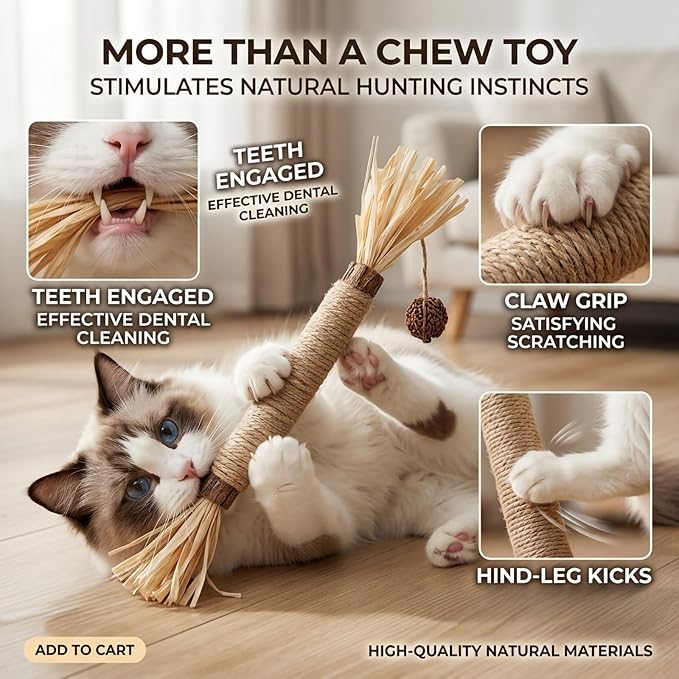 Cat Toys 3Pack Silvervine Chew Stick Kitten Treat Catnip Toy Kitty Natural Stuff Catnip for Cleaning Teeth Indoor Dental Snack Interactive