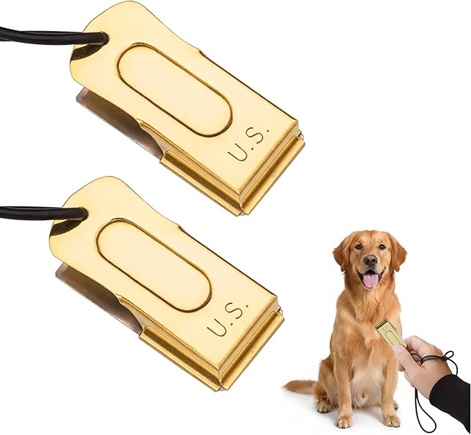 Mythrojan Brass and Steel Pet Training Clicker Puppy Dog Training Cricket Clicker U.S. Engraved WII Military Gear Metal Clicker (Clicker Pack of 2Pcs)