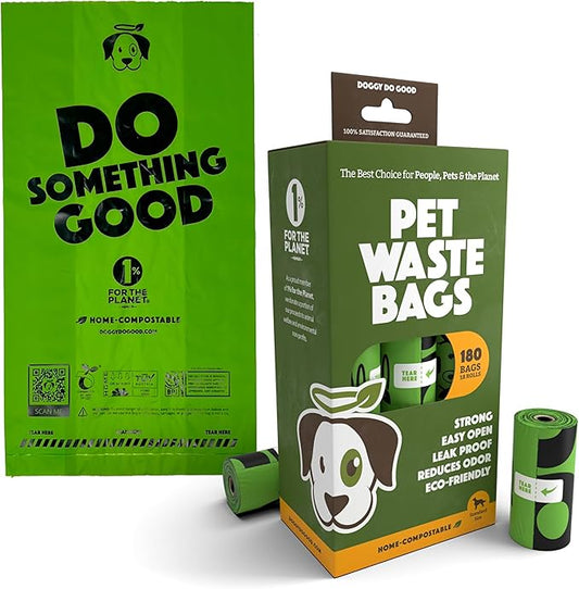 Doggy Do Good Landfill-Friendly Poop Bags | Dog Waste Bags Made with 50% Recycled Plastic + 15% Biobased Material | Unscented, Thick, Leak-Proof, Easy Open | Standard Size | 180 Count