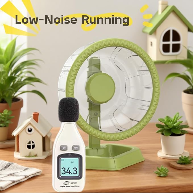 Hamster Wheel, Quiet Spinner Hamster Running Exercise Wheel with Adjustable Stand for Small Animals Syrian Dwarf Gerbils Mice (Green, Large(9.4 inch))