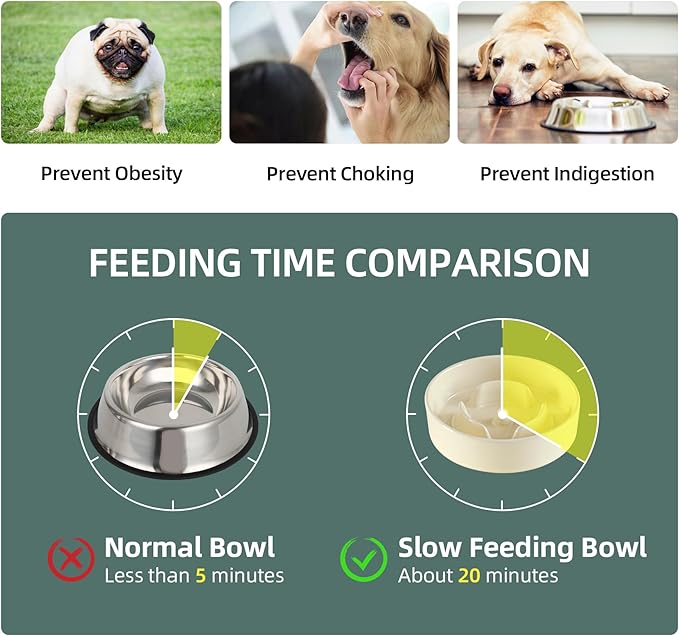 Havniva Ceramic 0.9 Cup Dog Bowl Slow Feeder for Small Dog, 6.1inch Pet Slow Feeder, Stop Bloat, Preventing Choking(Single Bowl-Light Yellow)