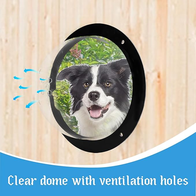 2 Pack Dog Fence Window with Air Holes Clear Pet Bubble View Dome Door Peek Small Round Window for Doggie/Cat/Horse Outside Playground Garden Diameter 12.44 Inch Deep 4.92 Inch
