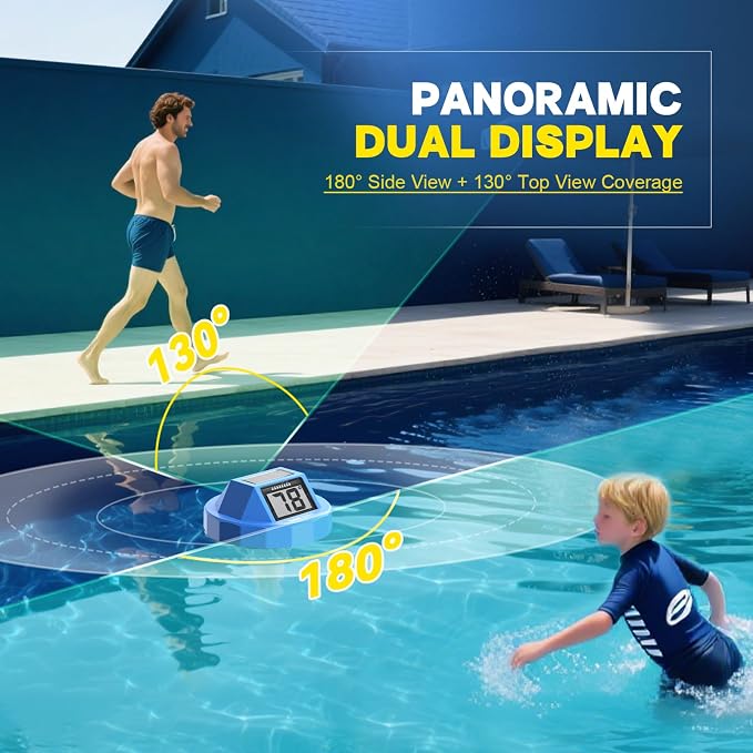 Pool Thermometer Solar Digital Floating, High Precision Large Screen Without Fogging with Double-Sided Display Screen for Swimming Pool, Aquarium, Spa, Hot Spring, Ponds