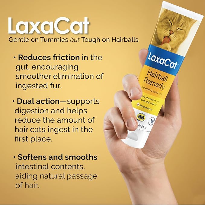 Hairball Gel for Cats 5 oz Petroleum Free Cat Hairball Paste for Furball Control, Constipation Relief and Digestive Support, Easy Lick Salmon Flavor Hairball Treatment for Daily Use, Made in USA