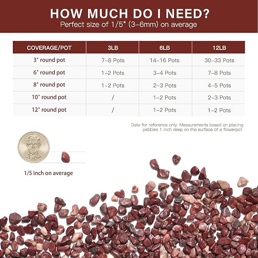 NUPICK 12 lbs Pebbles for Indoor Plants, 1/5 Inch Pea Gravel for Fish Tank | Polished Decorative Rocks for Succulent, Natural River Stones for Vases, Cactus, Landscaping, Bird Bath, Aquarium, Red