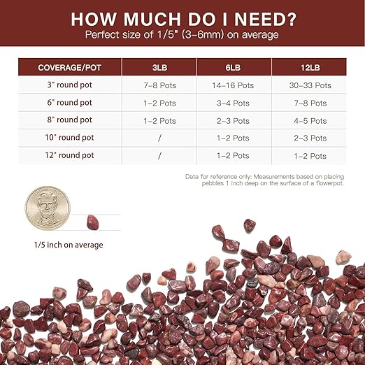NUPICK 3 lbs Pebbles for Indoor Plants, 1/5 Inch Pea Gravel for Fish Tank, Polished Decorative Rocks for Succulent, Natural River Stones for Vases, Cactus, Landscaping, Bird Bath, Aquarium, Red