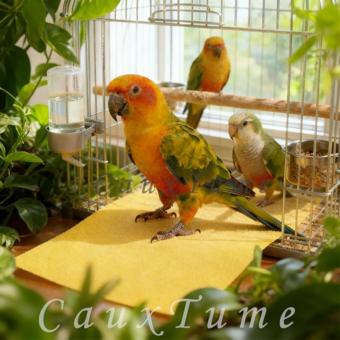 40 Pieces Bird Gravel Liner Paper for Bird Cage 17” x 11” Bird Gravel Paper Bird Sandpaper, Easy Clean Pet Sandpaper, Calcium Paper with Sea Sand for Birds Cockatiels Parrots