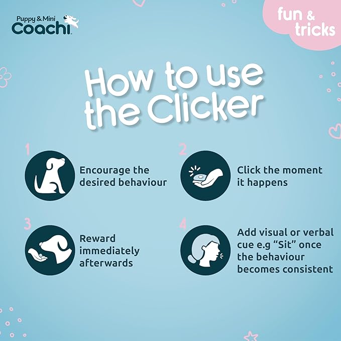 Coachi Puppy & Mini Whizzclick - 2-in-1 Combined Clicker and Whistle, Dog Training Whistle for Recall and Clicker Training for Rewarding, Adjustable and Reflective Lanyard, Suitable for Dogs & Puppies