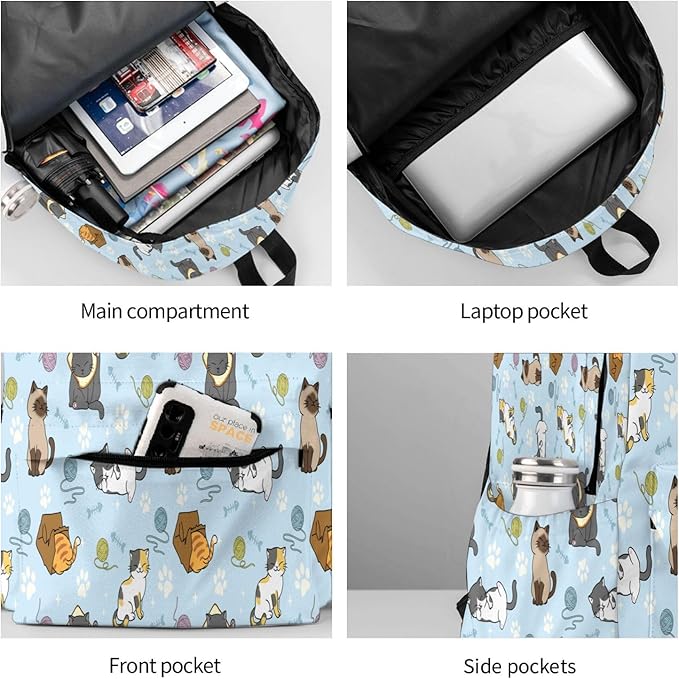 Cut cats Backpack for Women 16.9 inch Travel Casual Laptop Backpack Lightweight Waterproof Hiking Daypack