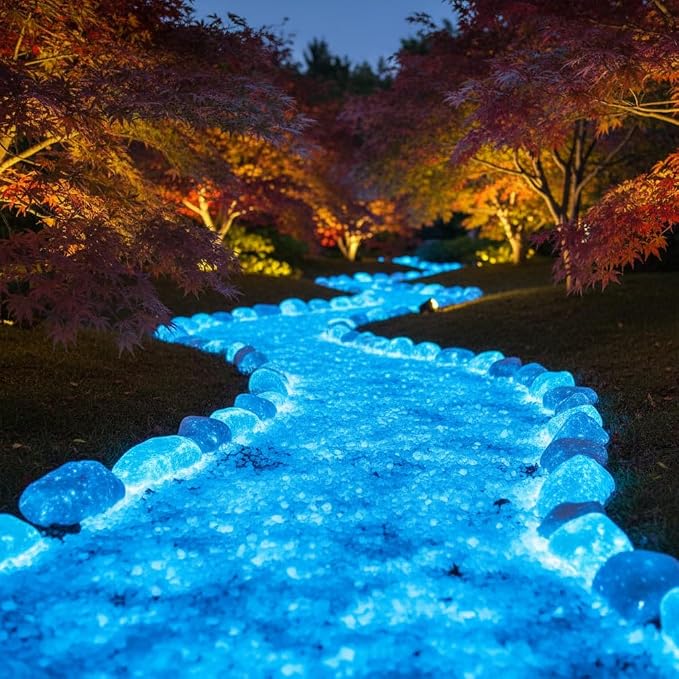 Shiny Stone Glow in The Dark Aquarium Gravel Sand, Sky Blue, 3-5mm | Neon, 305g/0.67lbs, Decorative Rocks for Fish Tank, Fairy Garden, Home Decor