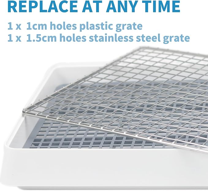 PODOO Rabbit Litter Box – Training Potty Tray for Guinea Pig & Small Pets · Spacious Grid Pan with Low Entrance, Easy-Clean & Odor-Resistant—Helps Keep a Clean Cage and Reduce Mess