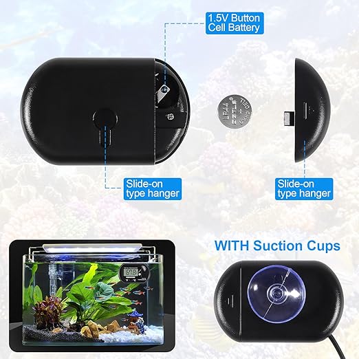 5pcs Aquarium Thermometer LCD Digital Fish Tank Thermometer with Water-Resistant Sensor Probe and Suction Cup for Turtle Incubators Terrarium Water Thermometer