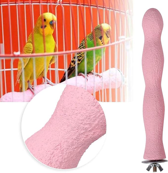 Pink Bird Perches for Cage, Frosted BirdPerch Rough, 22cm/8.7in Bird Perch Grinding Stick, Birds Grinding Scratchers Paws Perch with Screw for Birds Pet