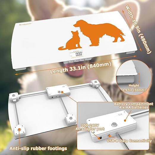 Digital Weighing Scale for Dogs Cats Puppies, Vet Scale, Scale for Animals Pets, 330lb x 0.1lb, Veterinary Scale, 33 x 19in Wide Platform, 8mm Tempered-Glass