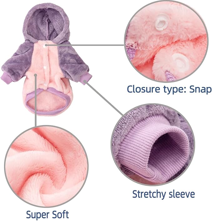 FabriCastle Small Dog Hooded Sweater, Dog Clothes XXS - XXL for Small Dogs Girl & Cats, Soft and Warm Pet Coat, Winter Pet Jacket, Doggy Apparel Costumes Puppy Outfits Hoodies (Pink Body, X-Large)