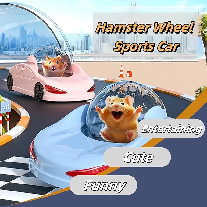 Hamster Exercise Ball Sports Car,Hamster Car with Detachable Transparent Ball,Funny Exercise Wheel for Hamsters,3 Modes Available,Suitable for Dwarf Small Pet - Safe, Breathable and Cute (Pink, 5.7")
