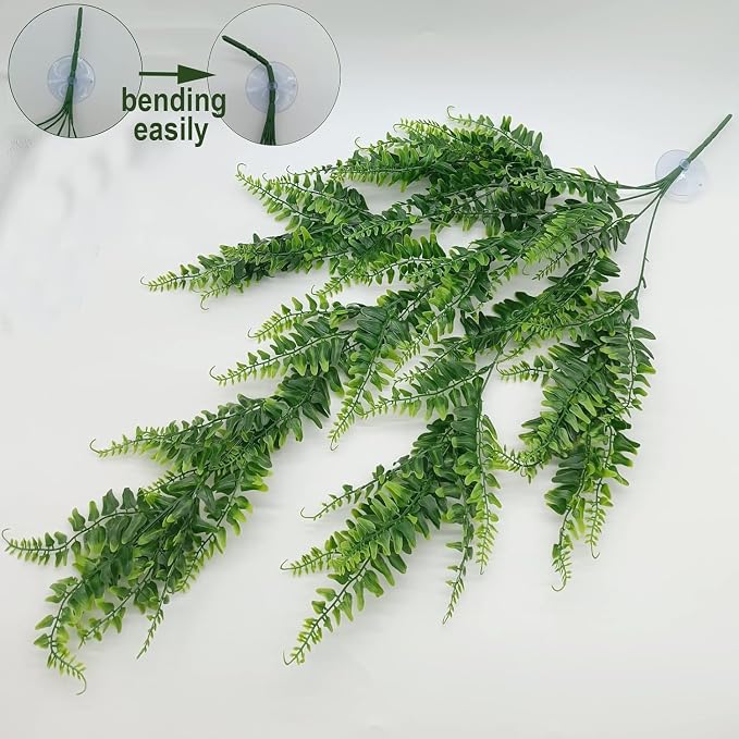 Reptile Plants for Bearded Dragon Tank Accessories, Terrarium Plant Artificial Decor for Snake Cage, Fake Plant for Leopard Gecko Habitat, Lizard Chameleon Ball Pythons (Group GN)
