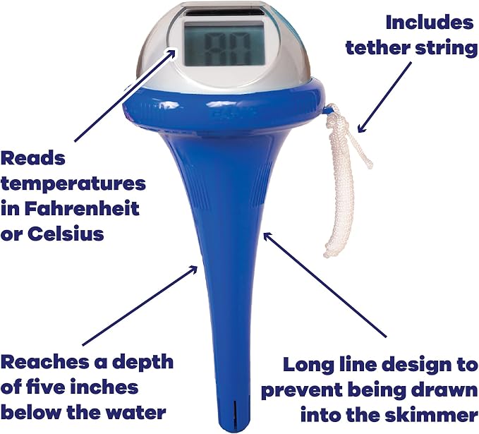 GAME Pool Thermometer- Large Display, Easy to Read, Shatter Resistant Casing, for Outdoor and Indoor Swimming Pools, Spas, Hot tubs and Aquariums