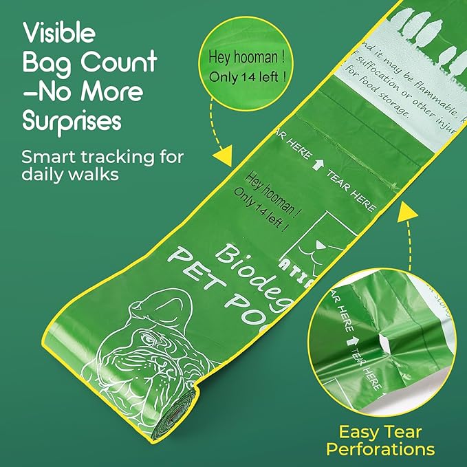 ATIFBOP Biodegradable Dog Poop Bags 720 Counts 48 Rolls, Leak Proof and Extra Thick Doggy Poop Bags (Unscented)