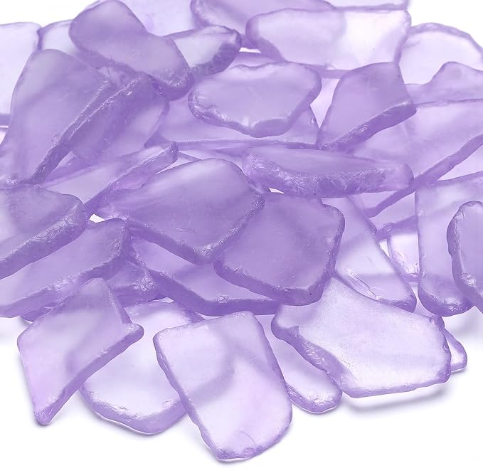 SUREAM Sea Glass Christmas Tree, Crushed Glass for Crafts, Seaglass Beads for Vase Decor Filler, Beach Wedding Decor, Aquarium Ornament（Purple）